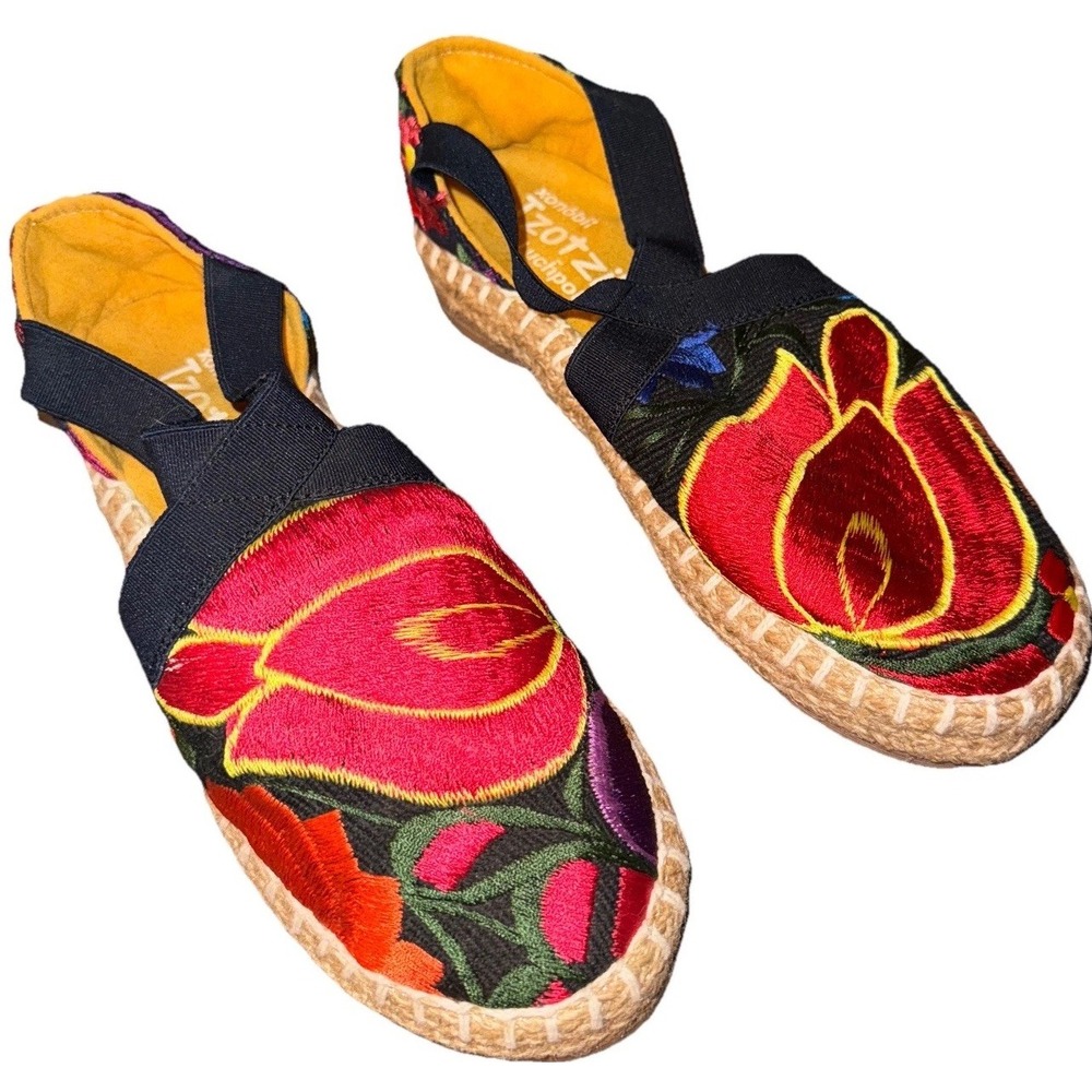 Tzotzil Espadrille Flats Embroidered Artisan Art Shoes Comfort Women's 23 US 6